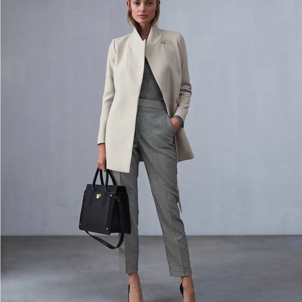 Reiss Sz 4 Clarence Light Grey Structured Classic Tailored Blazer Coat